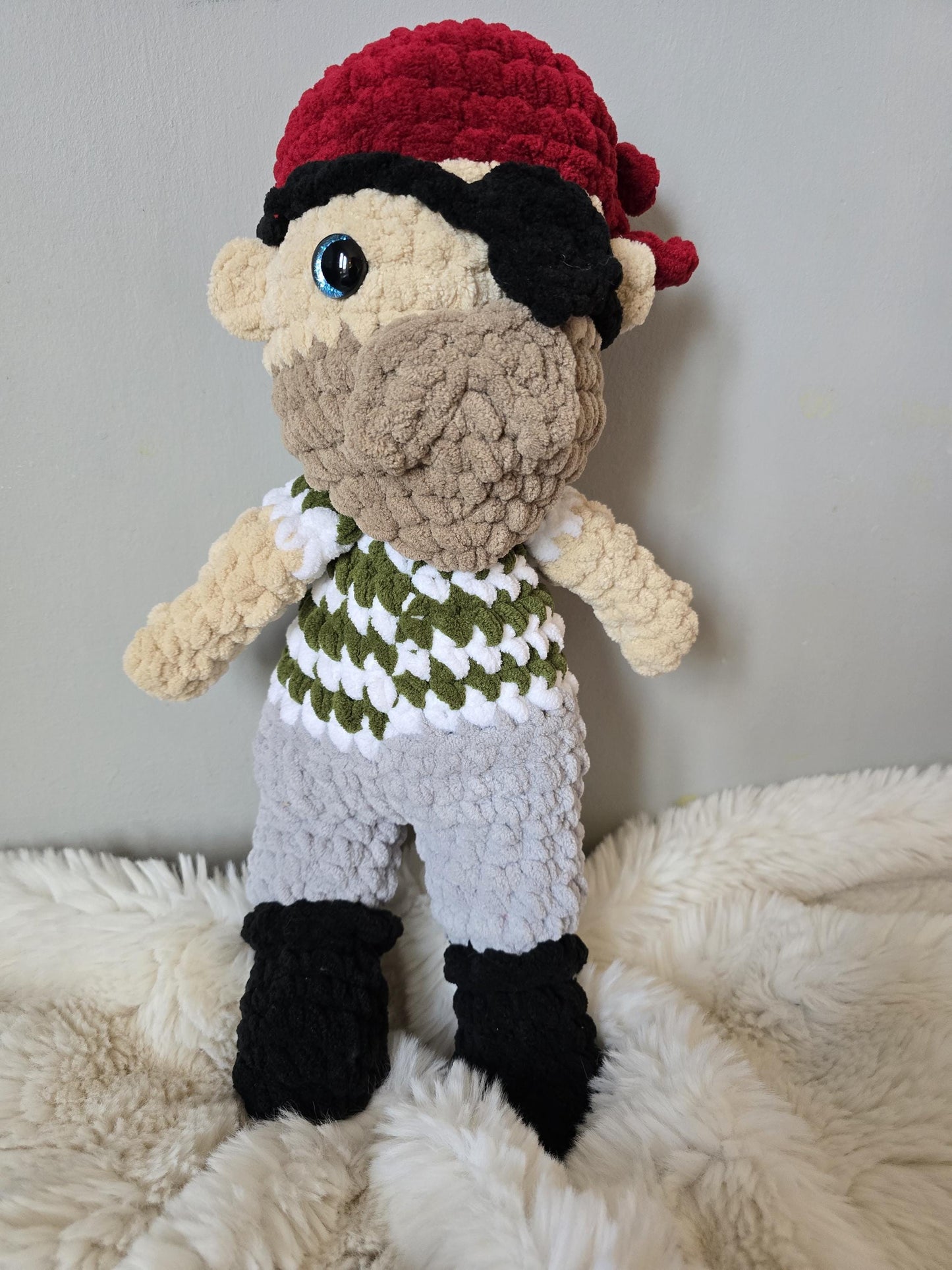 Crochet Pirate Comforter Snuggle Buddy Soft Toy Snuggler
