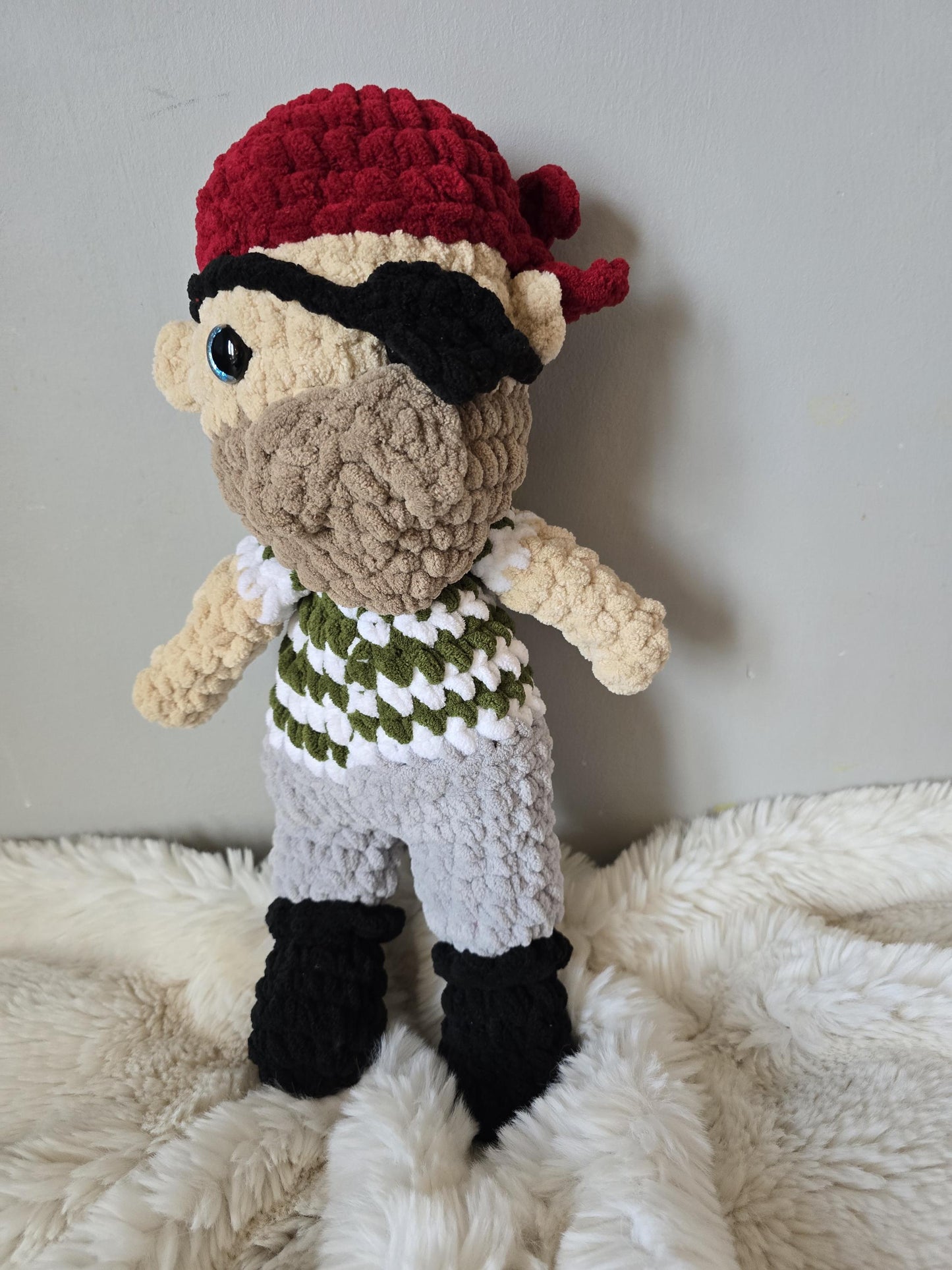 Crochet Pirate Comforter Snuggle Buddy Soft Toy Snuggler