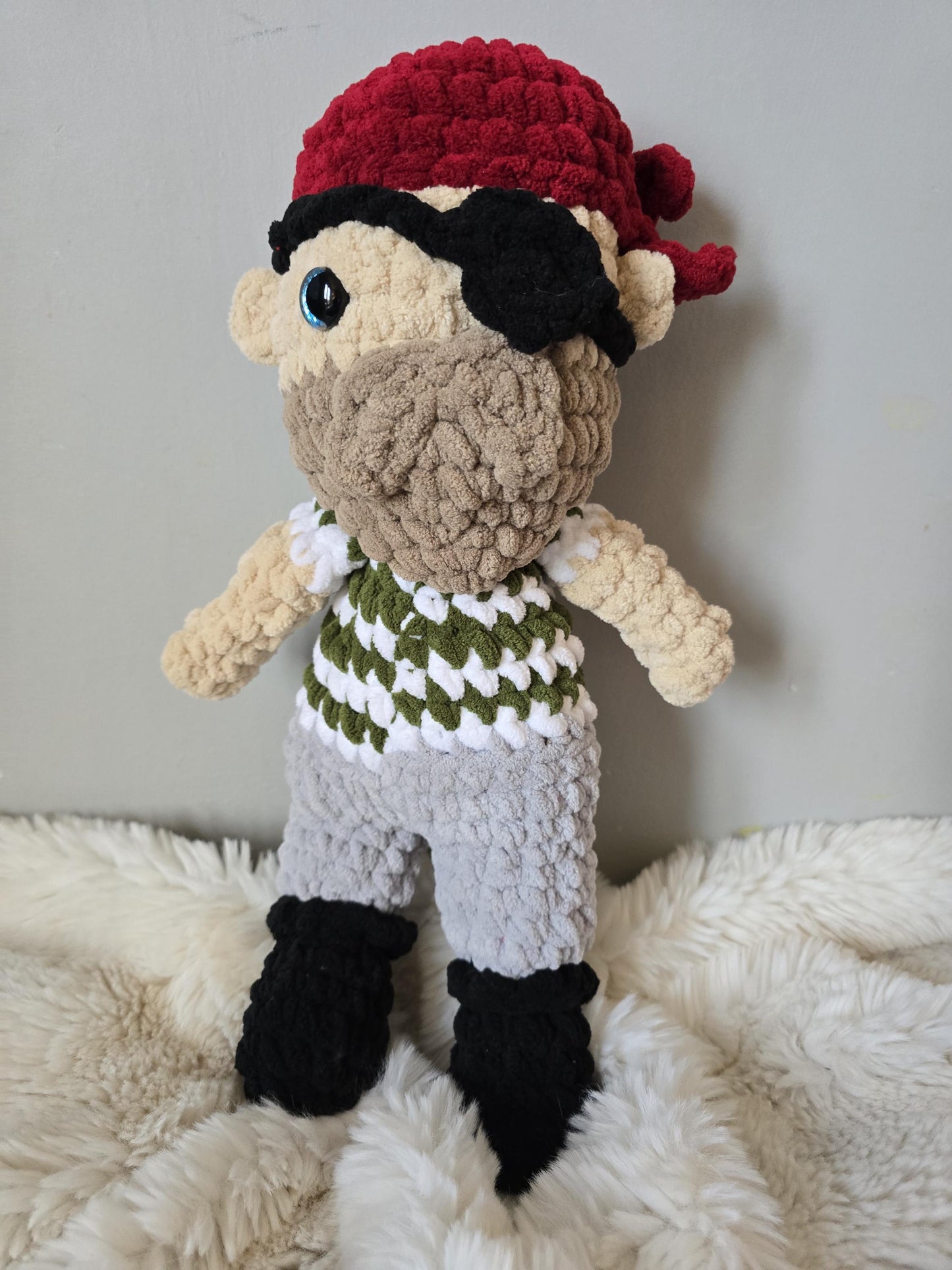 Crochet Pirate Comforter Snuggle Buddy Soft Toy Snuggler