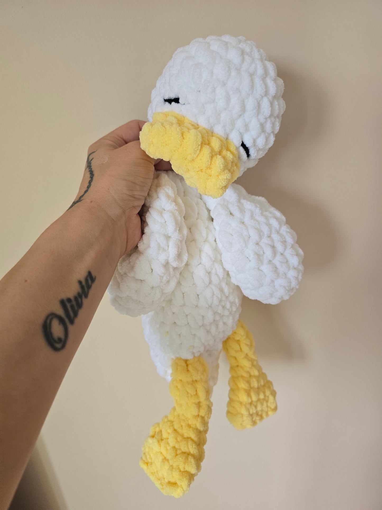 Crochet Duck Comforter Snuggle Buddy Blankie Toy