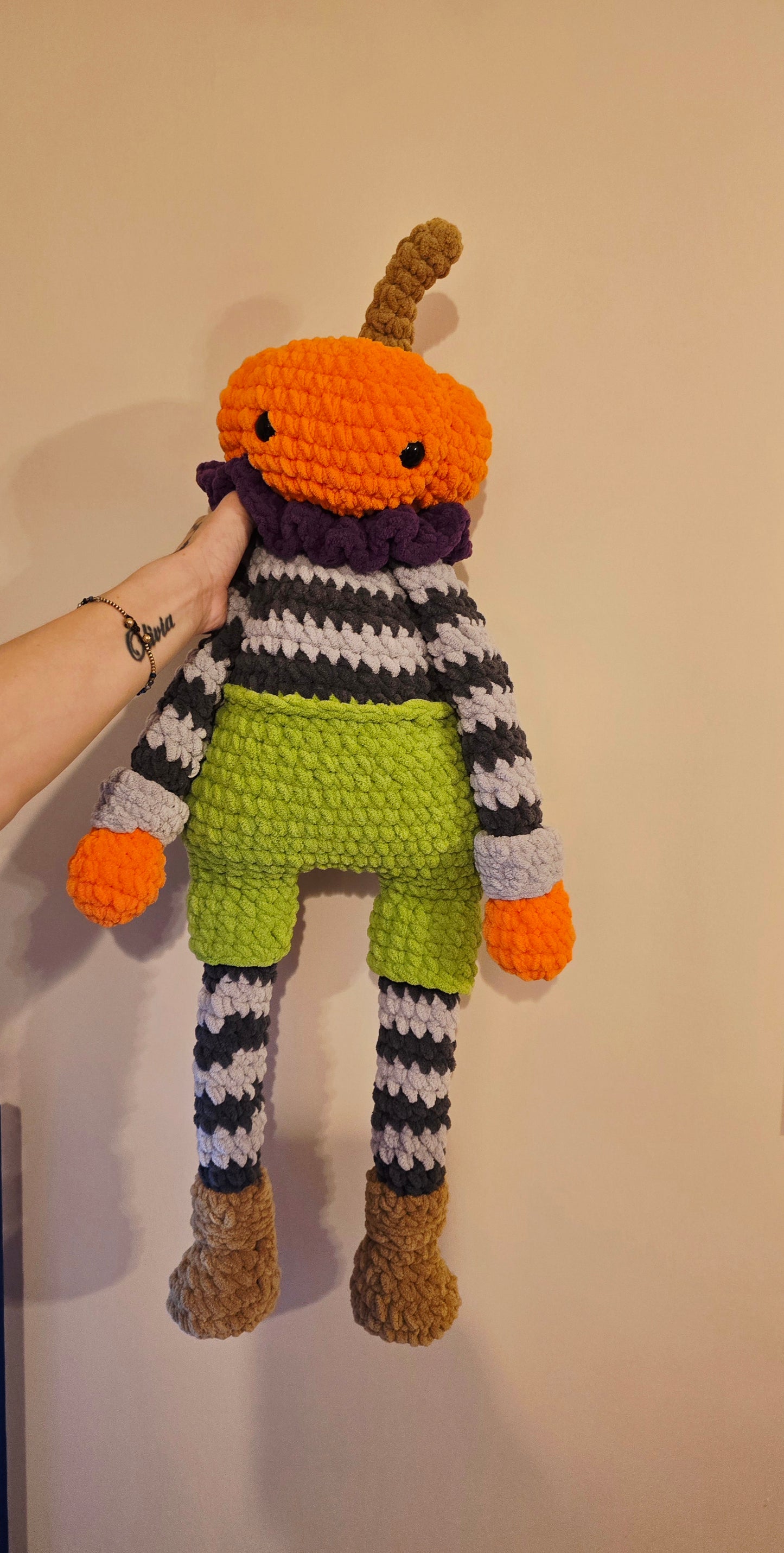 Halloween Jack Pumpkin Jumbo crochet snuggler plushie