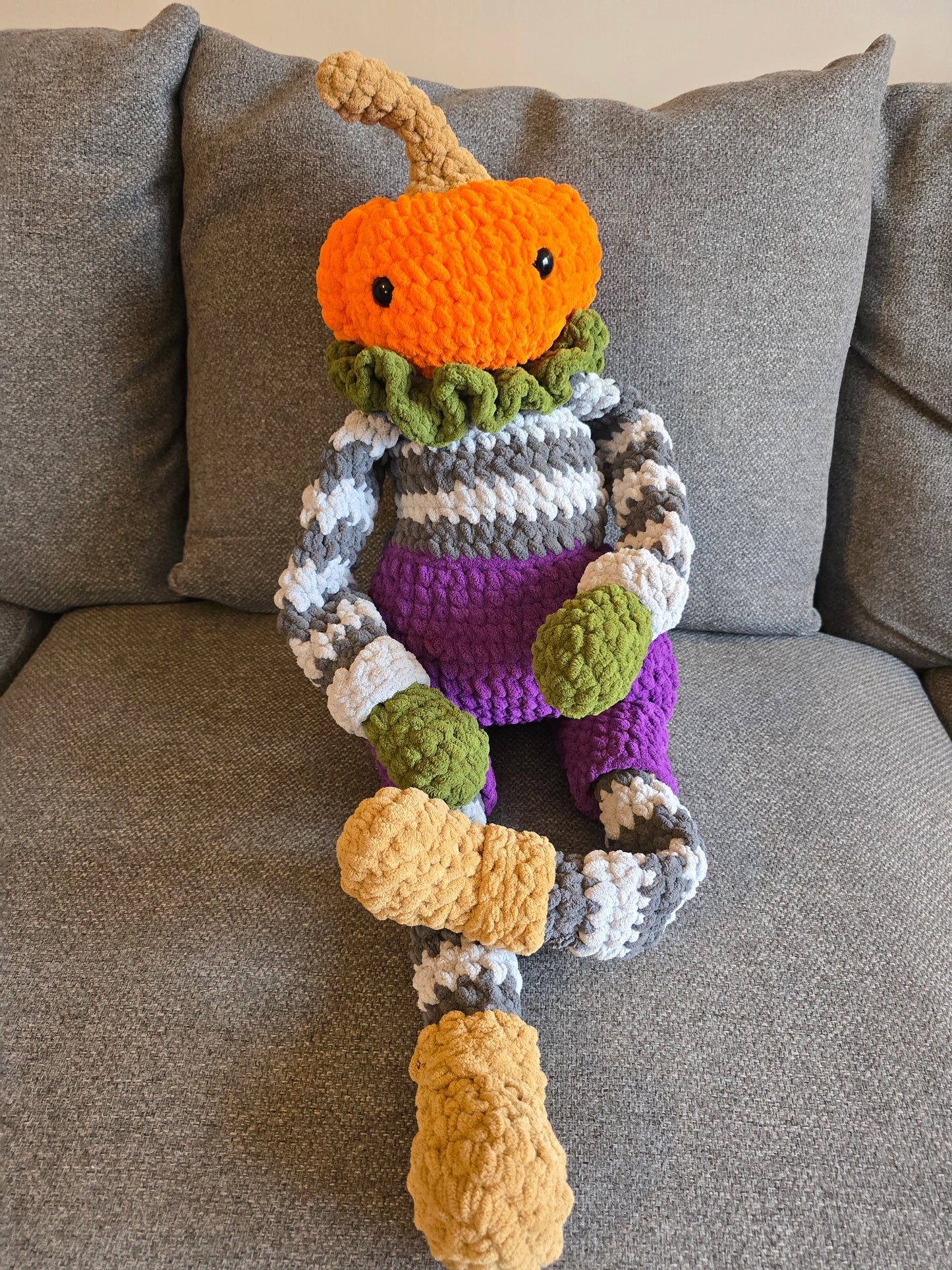 Halloween Jack Pumpkin Jumbo crochet snuggler plushie
