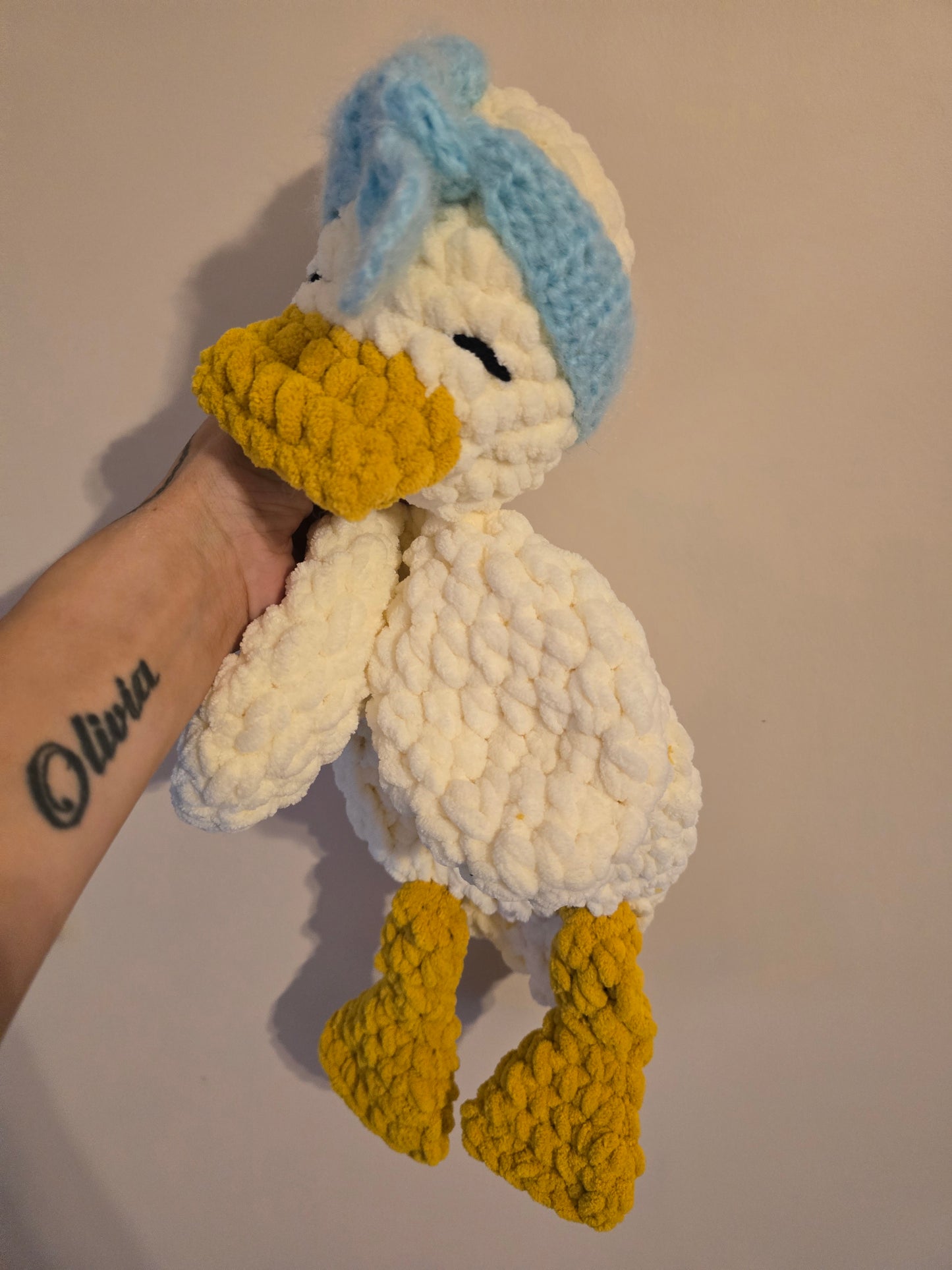 Crochet Della Duck Comforter Snuggle Buddy Blankie Toy
