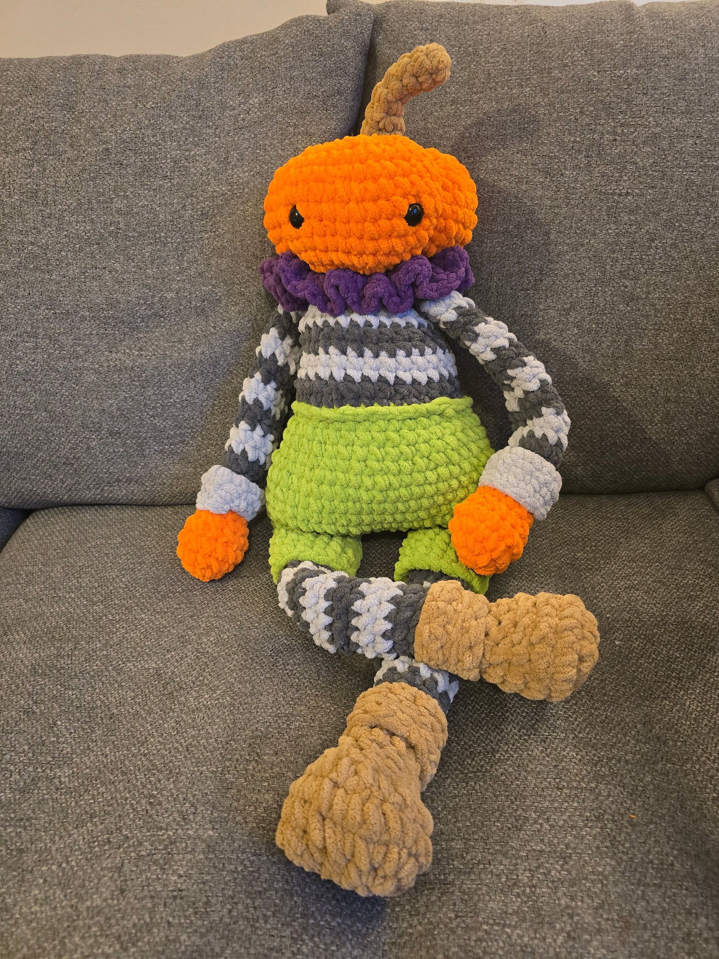 Halloween Jack Pumpkin Jumbo crochet snuggler plushie