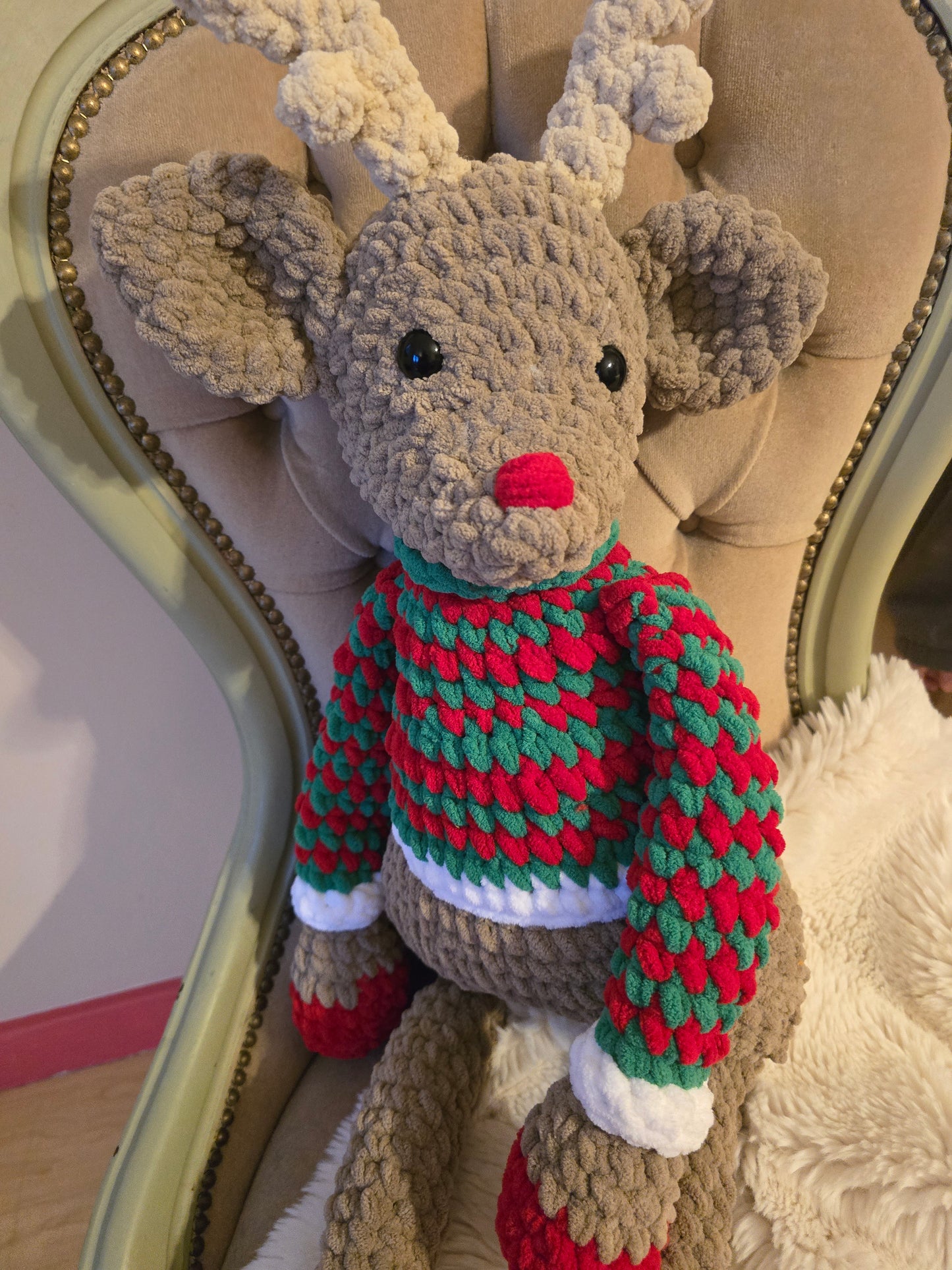 Christmas Jumbo Reindeer Snuggle Plushie