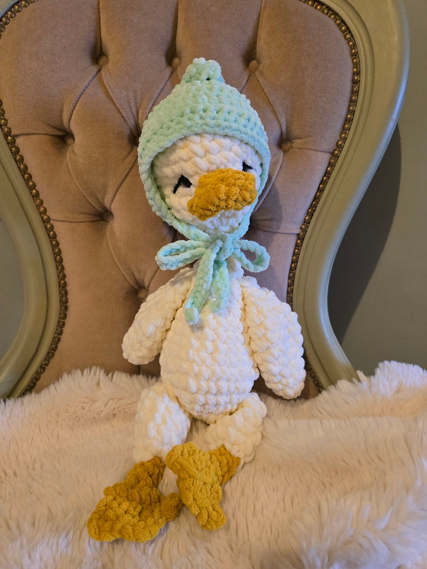 Crochet Goose Comforter Snuggle Buddy Blankie Toy