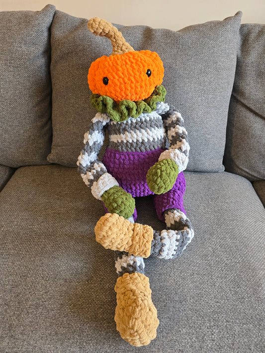 Halloween Jack Pumpkin Jumbo crochet snuggler plushie
