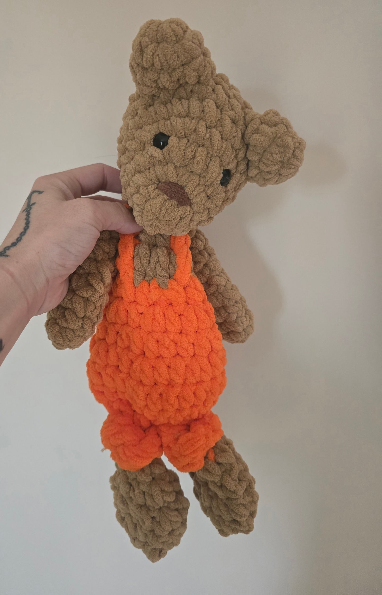 Teddy Bear Comforter Snuggler Buddy Blankie Lovey Cuddle Toy Overalls