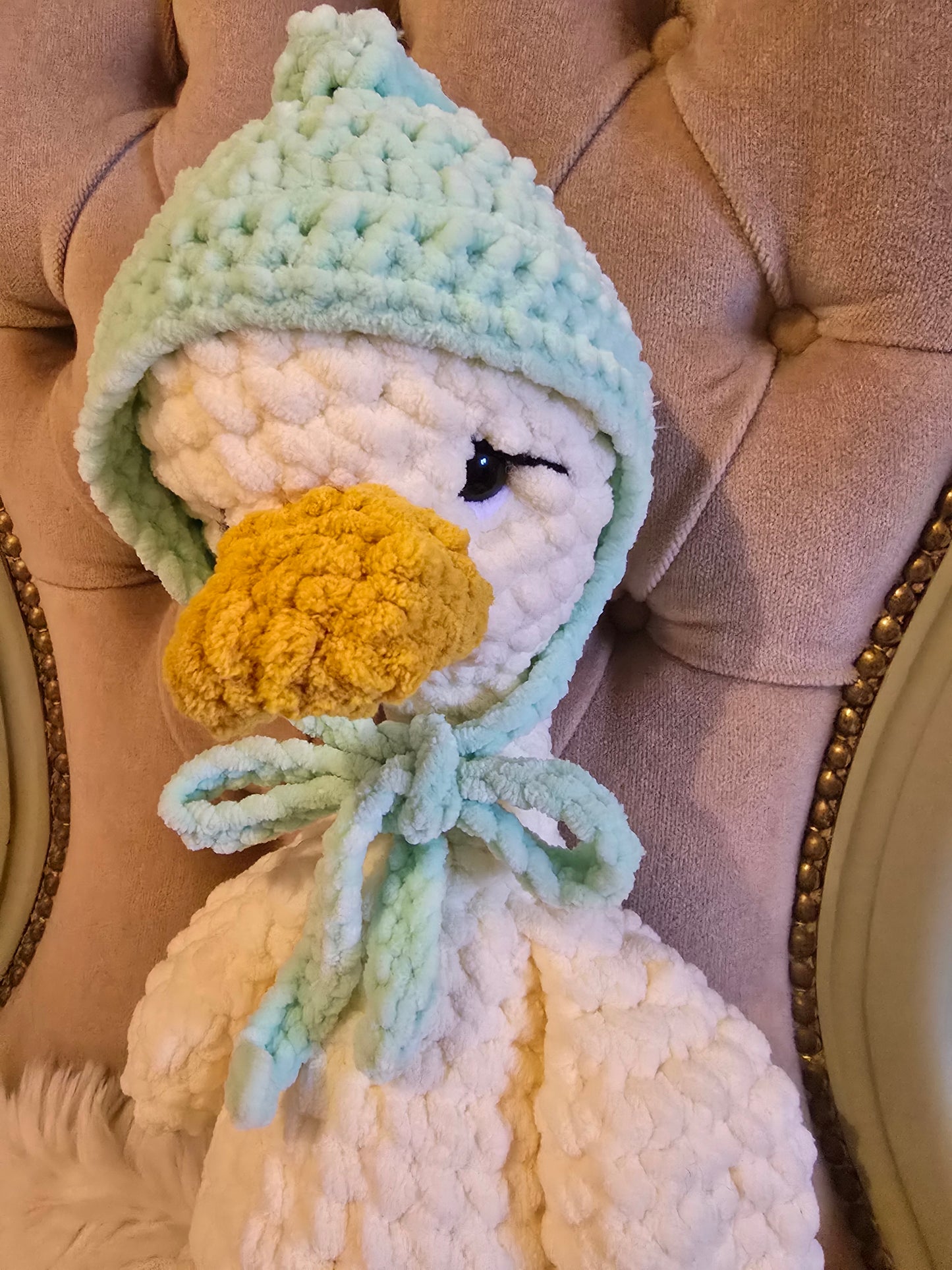 Crochet Goose Comforter Snuggle Buddy Blankie Toy