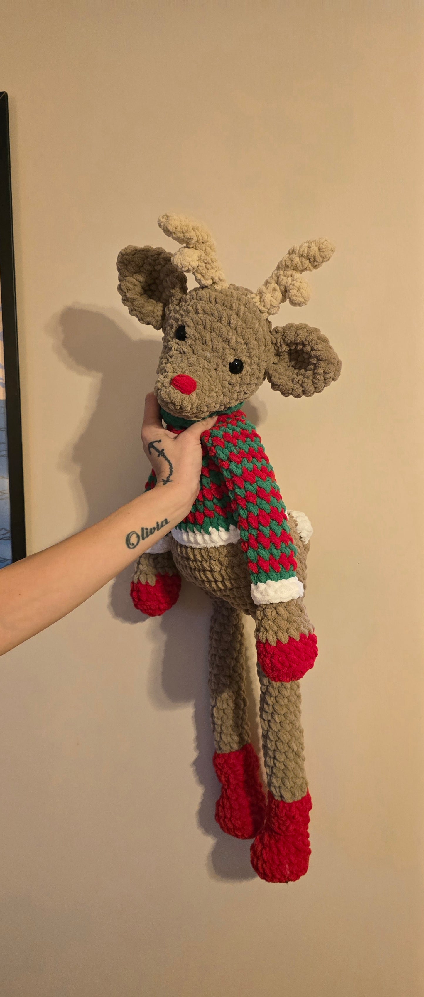 Christmas Jumbo Reindeer Snuggle Plushie