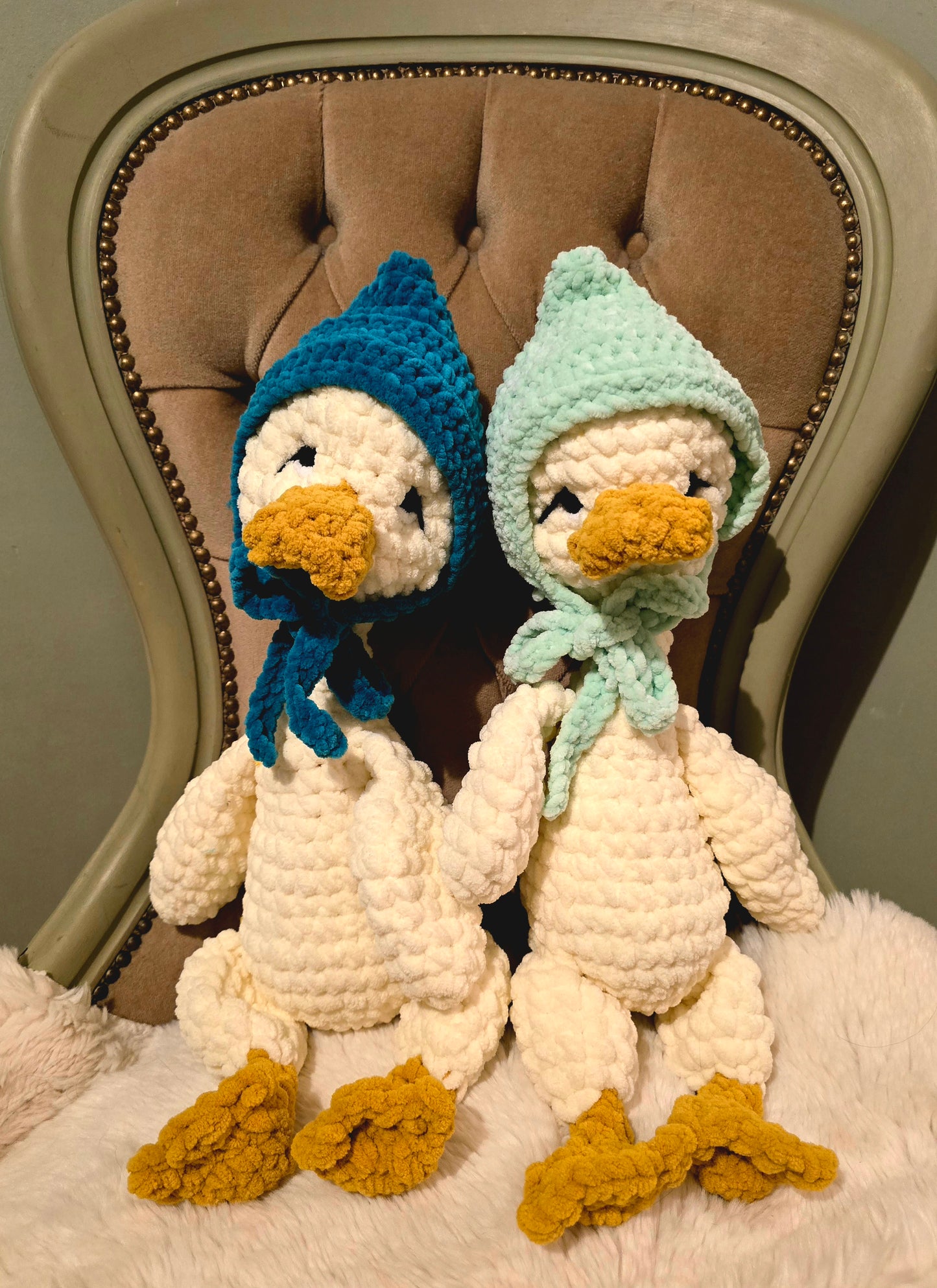 Crochet Goose Comforter Snuggle Buddy Blankie Toy