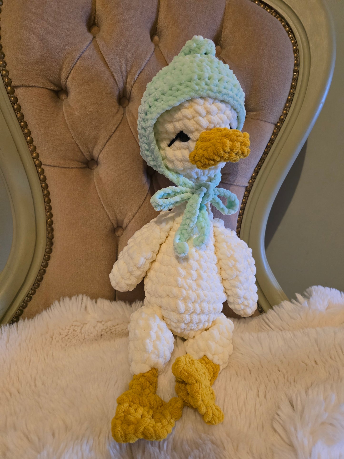 Crochet Goose Comforter Snuggle Buddy Blankie Toy