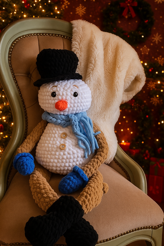 Christmas Brrnie Snowman crochet snuggler plushie