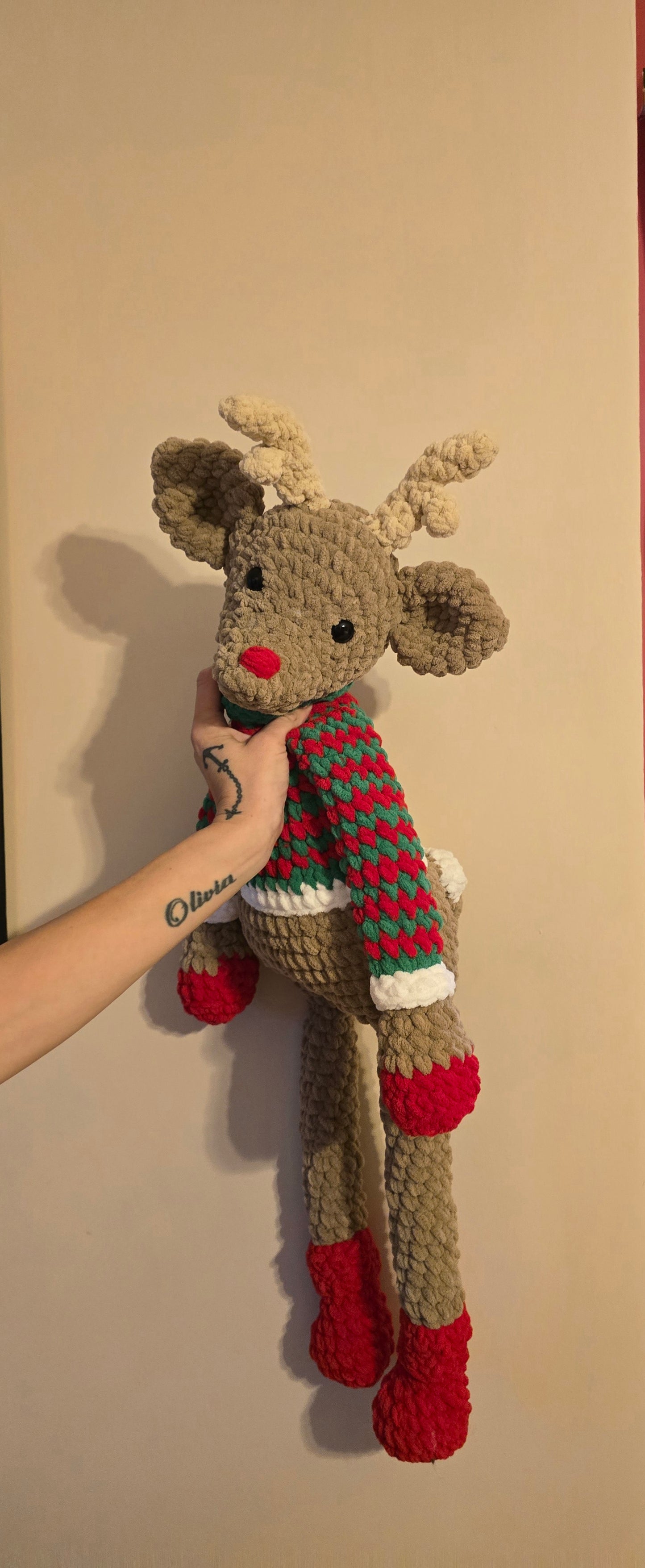 Christmas Jumbo Reindeer Snuggle Plushie