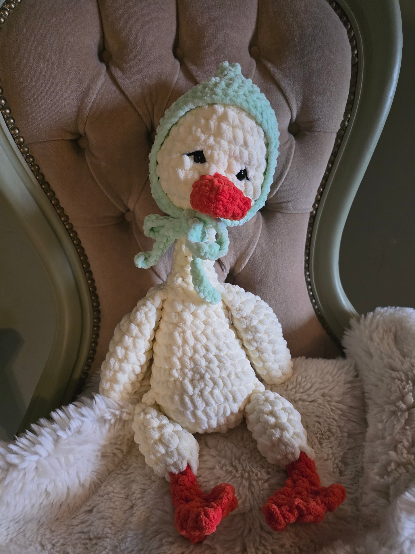 Crochet Goose Comforter Snuggle Buddy Blankie Toy