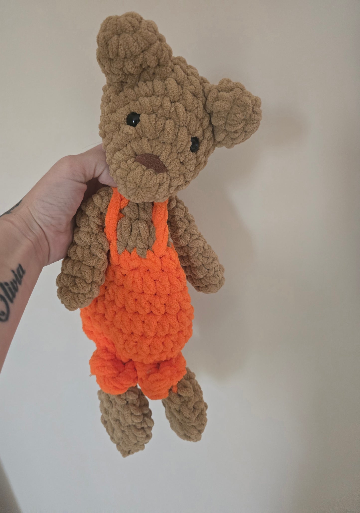 Teddy Bear Comforter Snuggler Buddy Blankie Lovey Cuddle Toy Overalls
