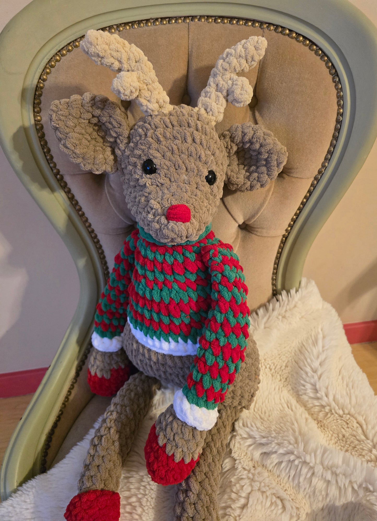 Christmas Jumbo Reindeer Snuggle Plushie